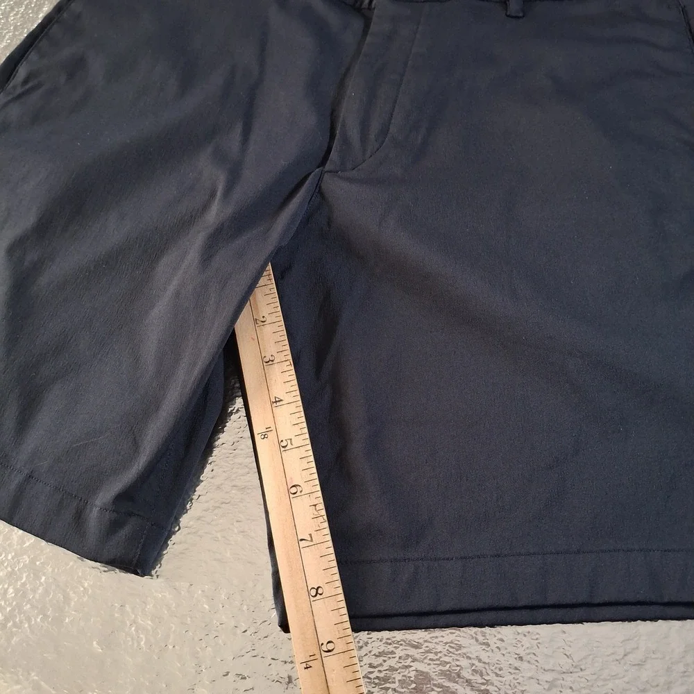 Theory Zaine Shorts Mens 36 Navy Blue Performance Chino Flat Front Casual Summer
